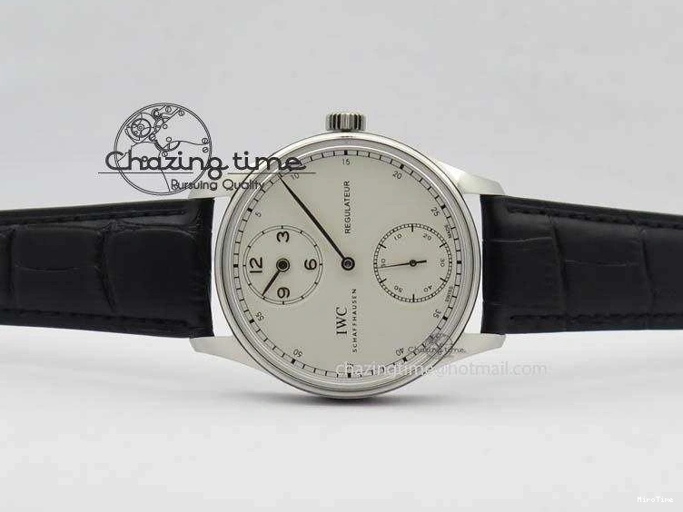 MIROTIME 1230 Effortless Portuguese IW544404 SS White Dial On Black Leather Strap A 7257